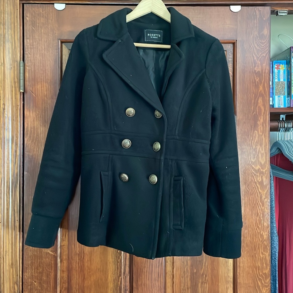 black coat w/ buttons - JUNIORS LARGE